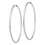14k White Gold 2x65mm Polished Round Endless Tube Hoop Earrings