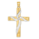 14K and White Rhodium Large HOPE FAITH LOVE BELIEVE Cross Pendant