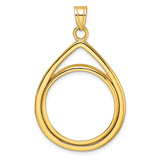 Wideband Distinguished Coin Jewelry 14ky Polished Lightweight Tear Drop Prong 22.0mm Coin Bezel Pendant