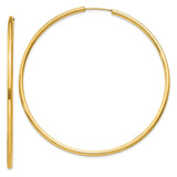 14k 2x60mm Polished Round Endless Tube Hoop Earrings