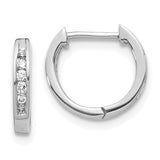 14k White Gold 1/8 carat Diamond Channel-set Hinged Hoop Earrings