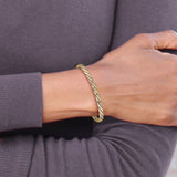 14K with White Rhodium 5mm Woven Mesh 7.5 inch Bracelet