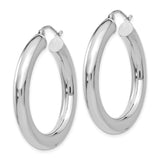 14k White Gold 5x35mm Polished Tube Hoop Earrings