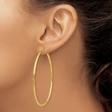 14k 2x60mm Polished Tube Hoop Earrings