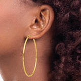 14k 2x60mm Polished Lightweight Tube Hoop Earrings