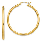 14K 2.5x40mm Polished Lightweight Tube Hoop Earrings