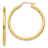 14K 2.5x35mm Polished Round Tube Hoop Earrings