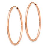 14k Rose Gold 1.5x30mm Polished Endless Tube Hoop Earrings
