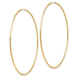 14k 1.2x69mm Polished Endless Tube Hoop Earrings