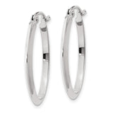 14k White Gold 2x22mm Polished Oval Tube Hoop Earrings