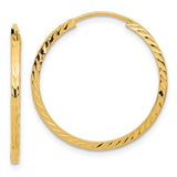 14k 1.35mm Diamond-cut Square Tube Endless Hoop Earrings