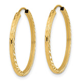 14k 1.35mm Diamond-cut Square Tube Endless Hoop Earrings