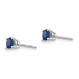 14k White Gold 4mm Round Sapphire Post Earrings