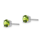 14k White Gold 5mm Round Peridot Post Earrings