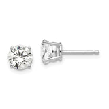 14k White Gold 6mm Round Cubic Zirconia Post Earrings