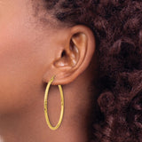 14k Diamond-cut 2mm Round Tube Hoop Earrings