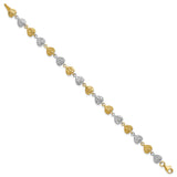 14K Two-tone Hammered Hearts Bracelet