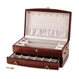 Luxury Giftware by Jere Matte Cherry Finish Bubinga Veneer 1-drawer Locking Wooden Jewelry Chest