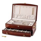 Luxury Giftware by Jere Matte Cherry Finish Bubinga Veneer 1-drawer Locking Wooden Jewelry Chest