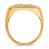 14k & Rhodium Men's .10ct Diamond Eagle Ring