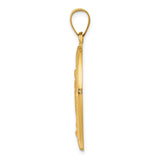 14k Polished and Satin Miraculous Medal Hollow Pendant