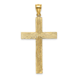 14k Polished and Textured Diamond-cut Latin Cross Pendant