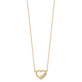 14K Polished Open Heart LOVE 17IN Plus .5 IN Ext. Necklace