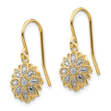 14k & Rhodium D/C Polished Fancy Dangle Earrings